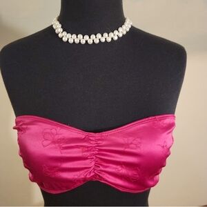 NWT Urban Outfitters Pink Satin Bandeau, Size Large